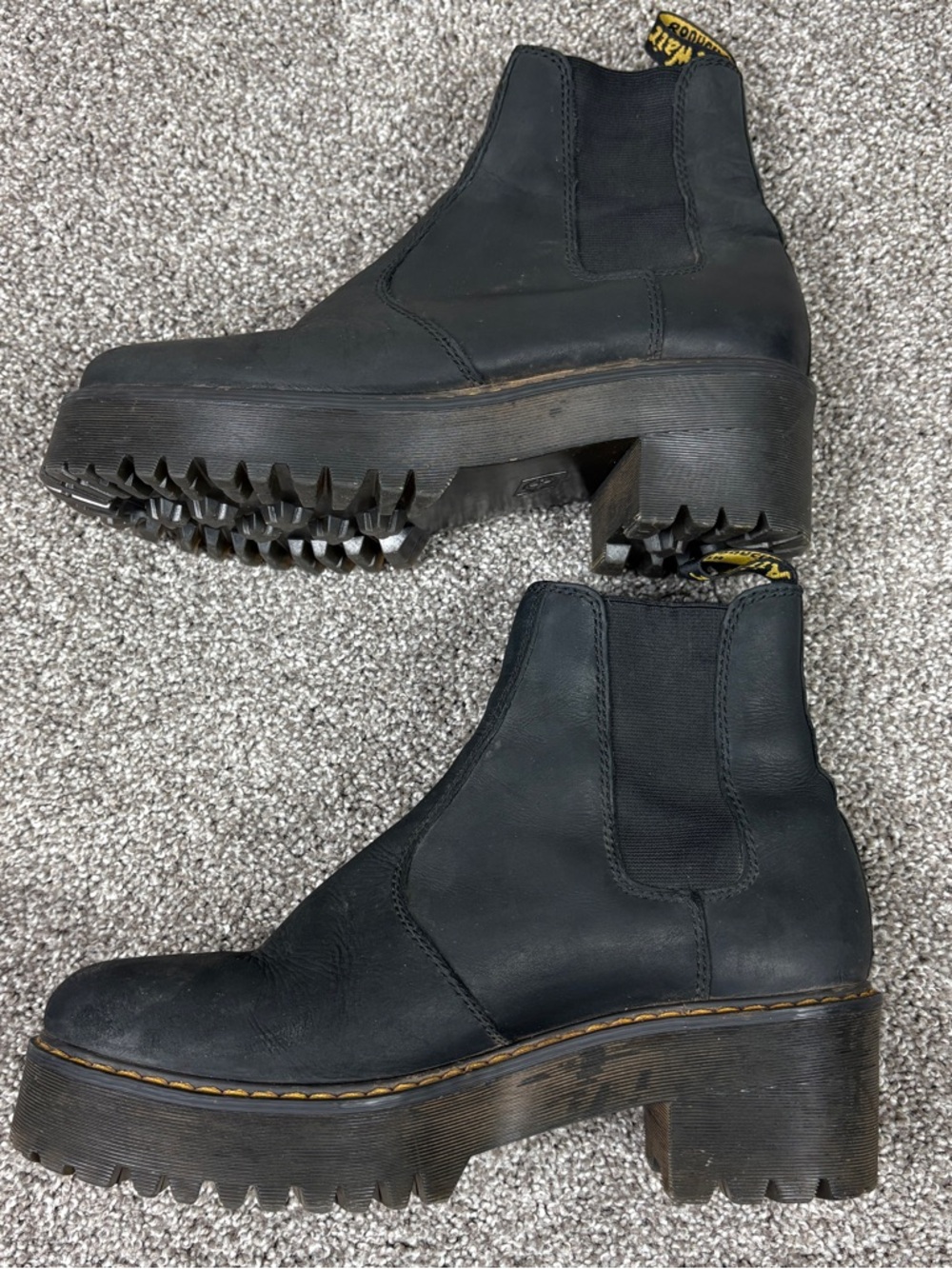 Dr. Martens Rometty Women's Black Leather Slip On Platform Chelsea Boots Size 10